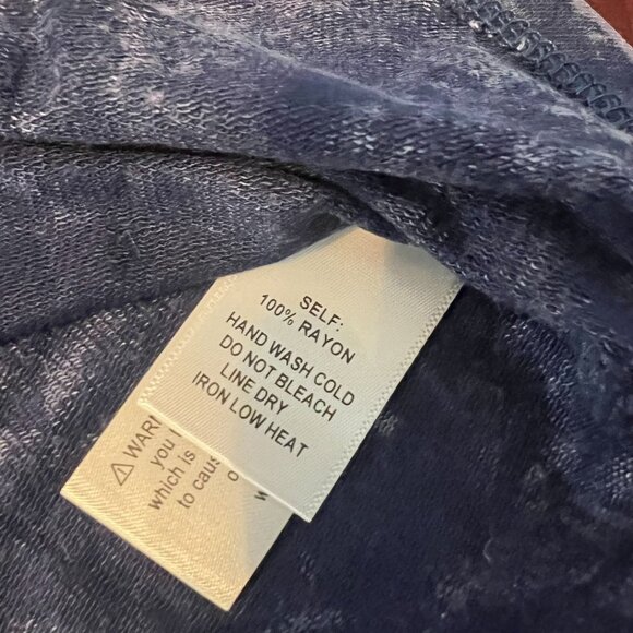 Promesa Womens Blue Acid Wash Ruched Front Short Sleeve Rayon Dress NEW - Picture 4 of 5